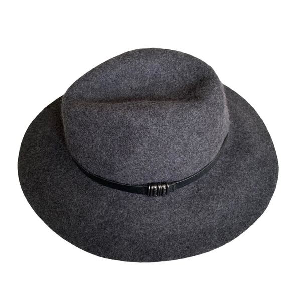 Lucky Brand Charcoal Grey Banded 100% Wool Fedora Medium NWOT - Picture 1 of 8
